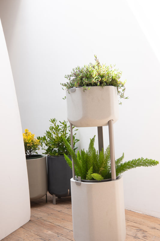 Small, Stone White Self-Watering Planter